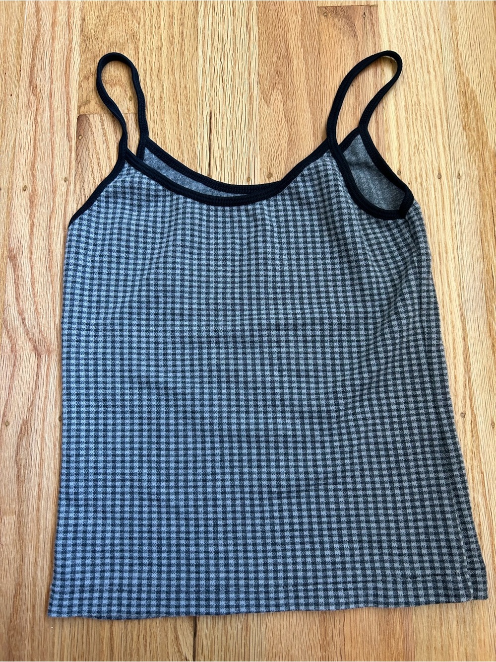 Brandy Melville Grey Houndstooth Cami with Black Trim